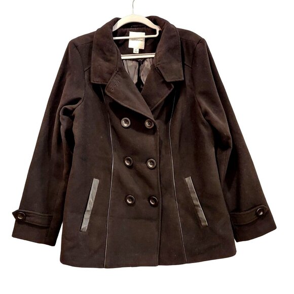 Croft & Barrow Womens Double Breasted Black Peacoat Jacket Size M - Picture 1 of 11